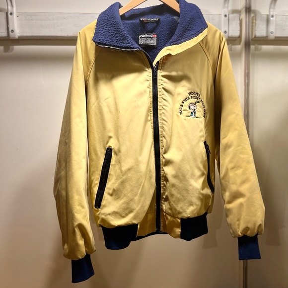 Vintage Sportsmaster USA Polarfleece jacket yellow Snoopy Senior World Hockey - Picture 12 of 14